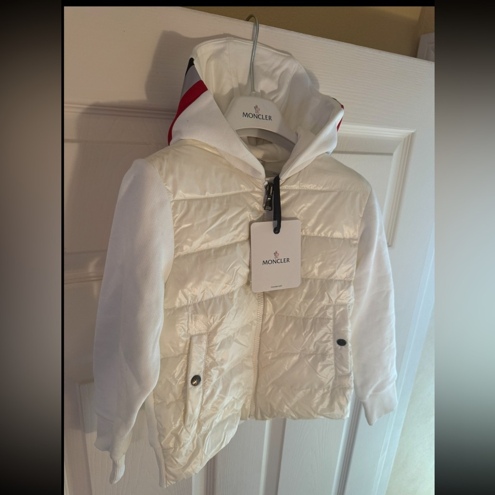 Moncler Kids Cream MAGLIA GIROCOLLO Light Winter Coat Jacket BRAND NEW WITH TAGS